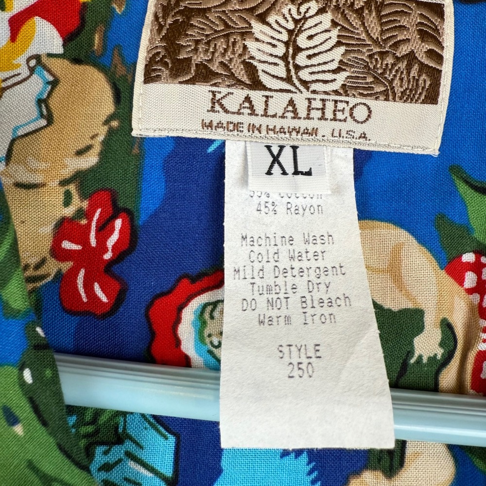 KY'S Hawaii Mens XL Red Floral Aloha Shirt Cotton Orchid Bird of‎ Paradise USA